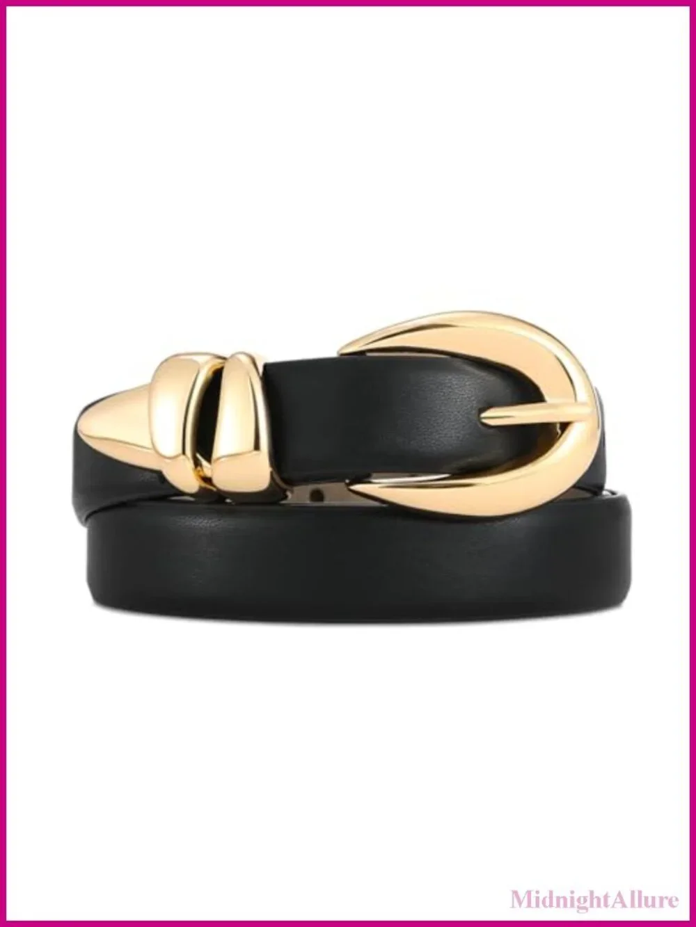 Synthetic Leather Belt for Women with Gold Buckle Stylish Adjustable Daily Wear